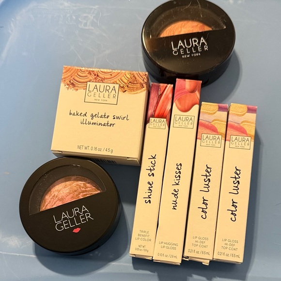 Laura Geller Other - Laura Geller Baked Gelato Swirl Illuminator and Lip Gloss Collection, Blush x 2